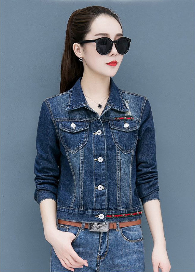 ÁO KHOÁC JEAN FORM NGẮN PHỐI VIỀN SỌC THỜI TRANG